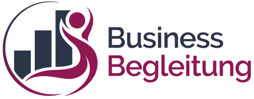Logo - feminine Figur vor einem Balkendiagramm mit den Worten Business Begleitung rechts daneben